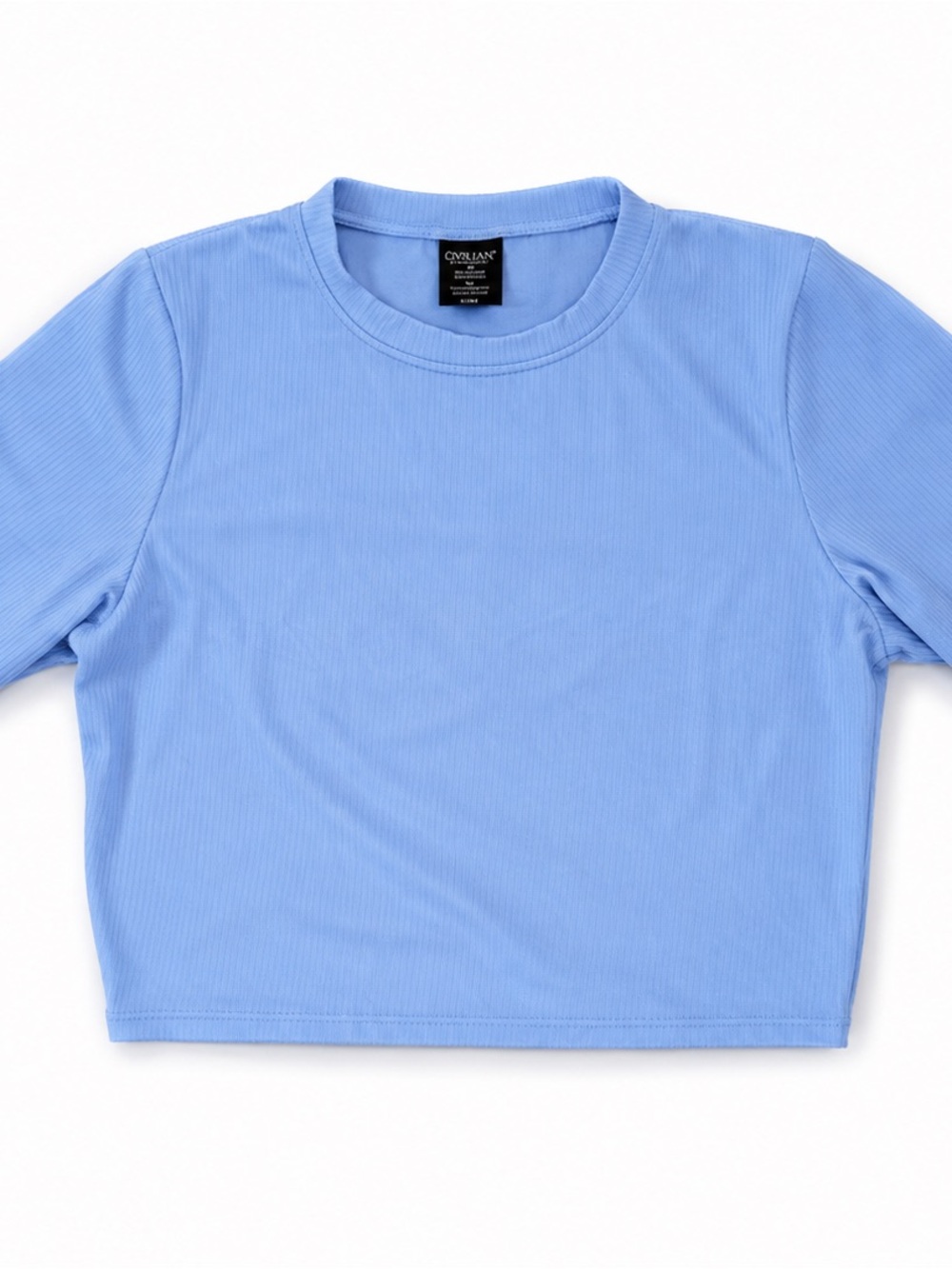 Girls' Light Blue Ribbed Crop Tee